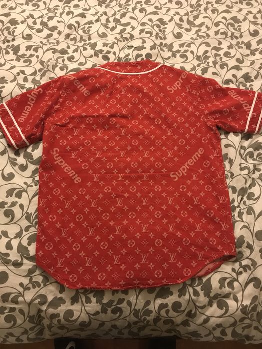 Supreme Louis Vuitton Supreme Red Denim Baseball Jersey Size US S / EU 44-46 / 1 - 2 Preview