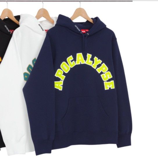 Supreme Supreme Apocalypse Navy Logo Hoodie Grailed