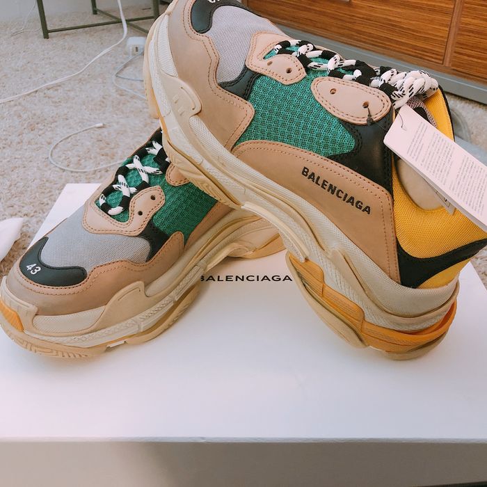 Balenciaga Triple S Green/Yellow | Grailed