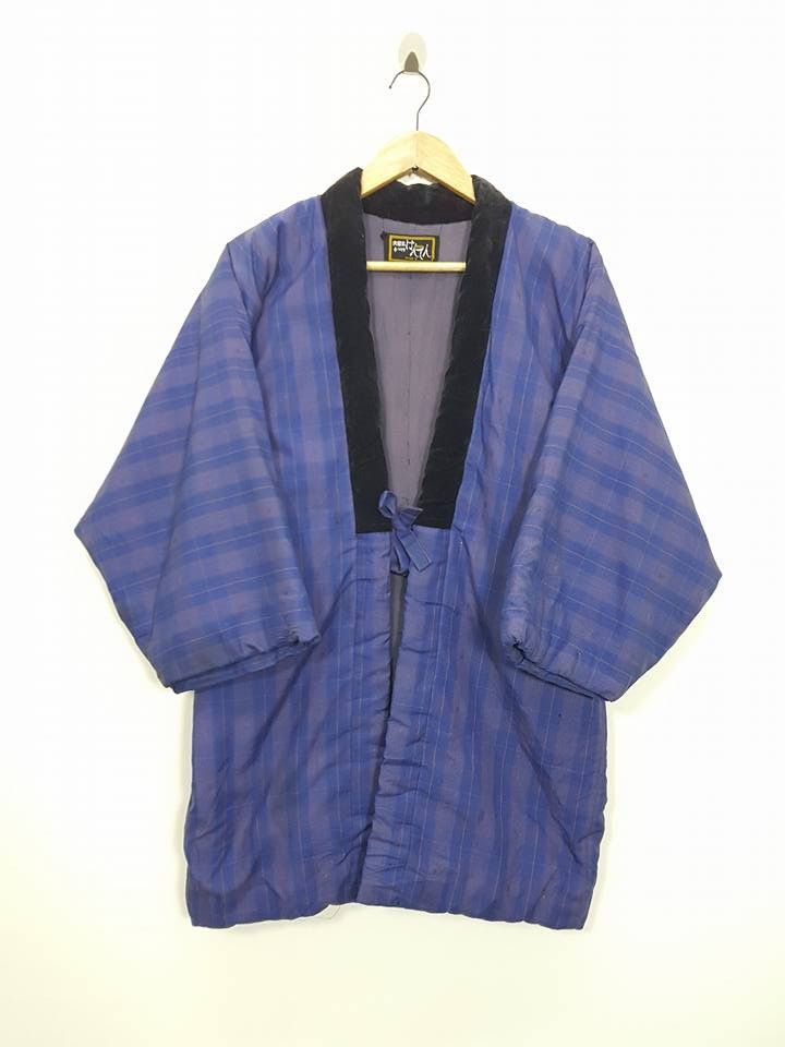 Hanten Velvet Noragi Padded Plaid Japanese Jacket
