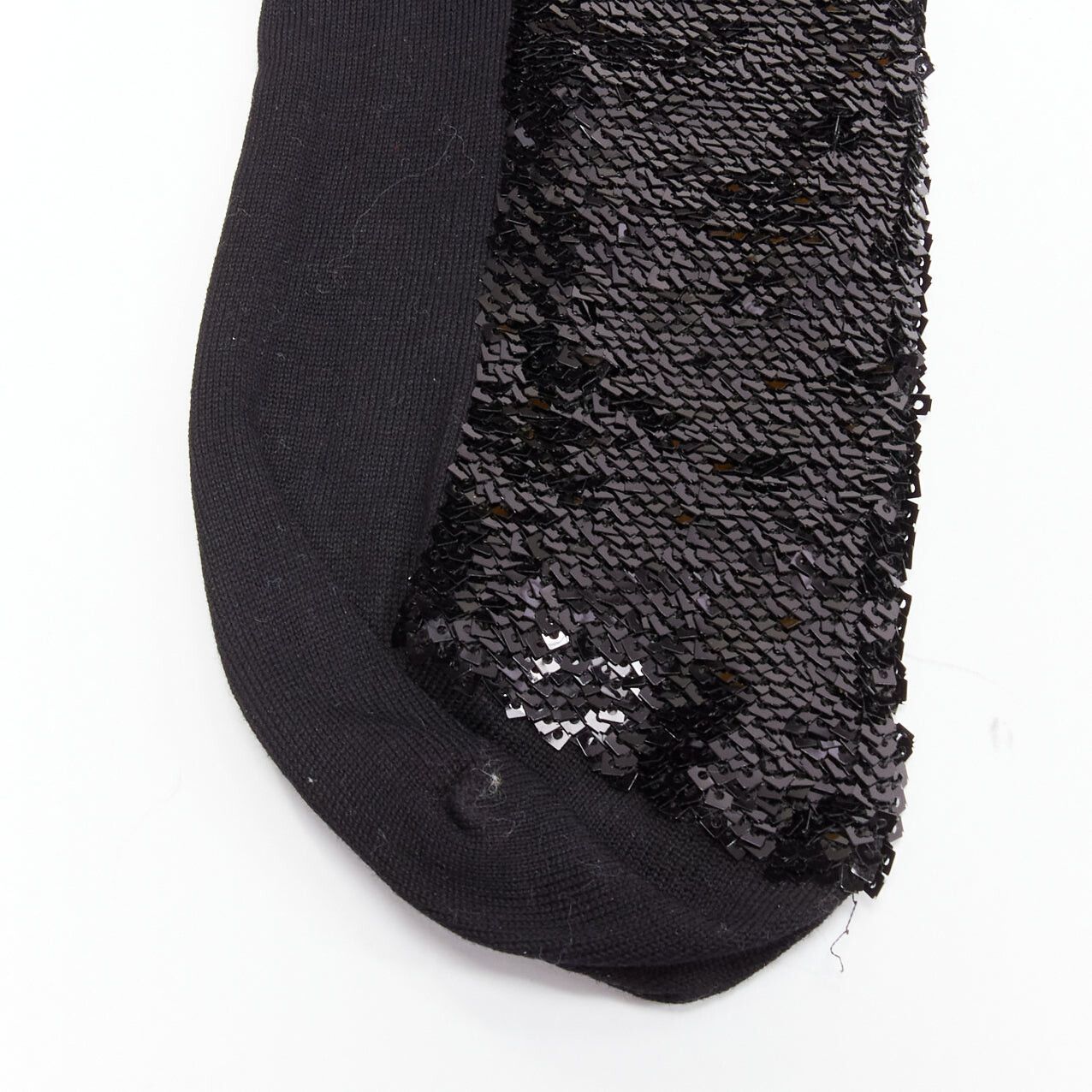 Saint Laurent Paris SAINT LAURENT 2016 black sequins cotton blend rolled cuffed socks EUR38 Size ONE SIZE - 4 Thumbnail