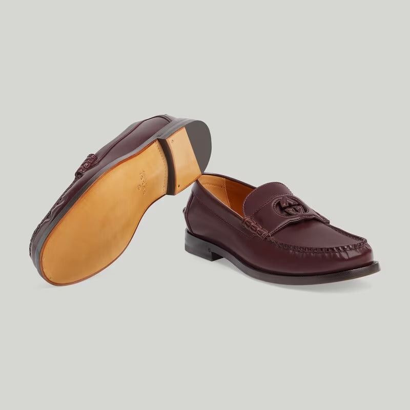 Gucci Interlocking G Detail Loafers Burgundy