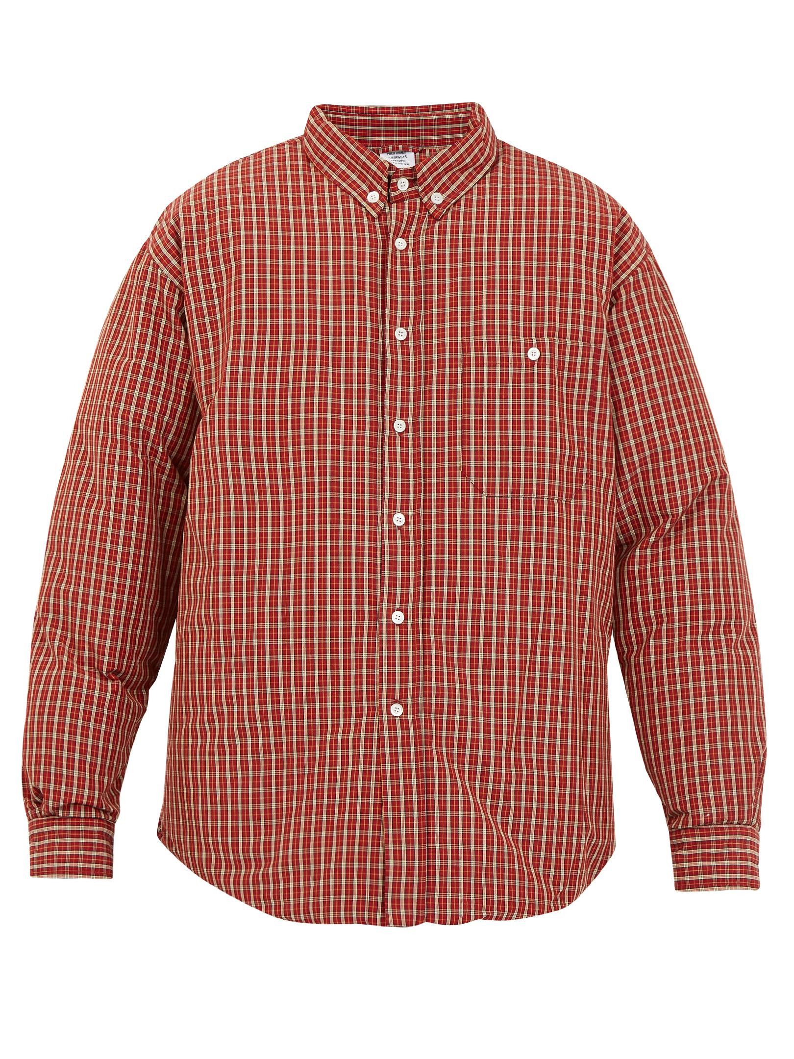Vetements Vetements Red Plaid Flannel Check Padded Puffer Shirt 