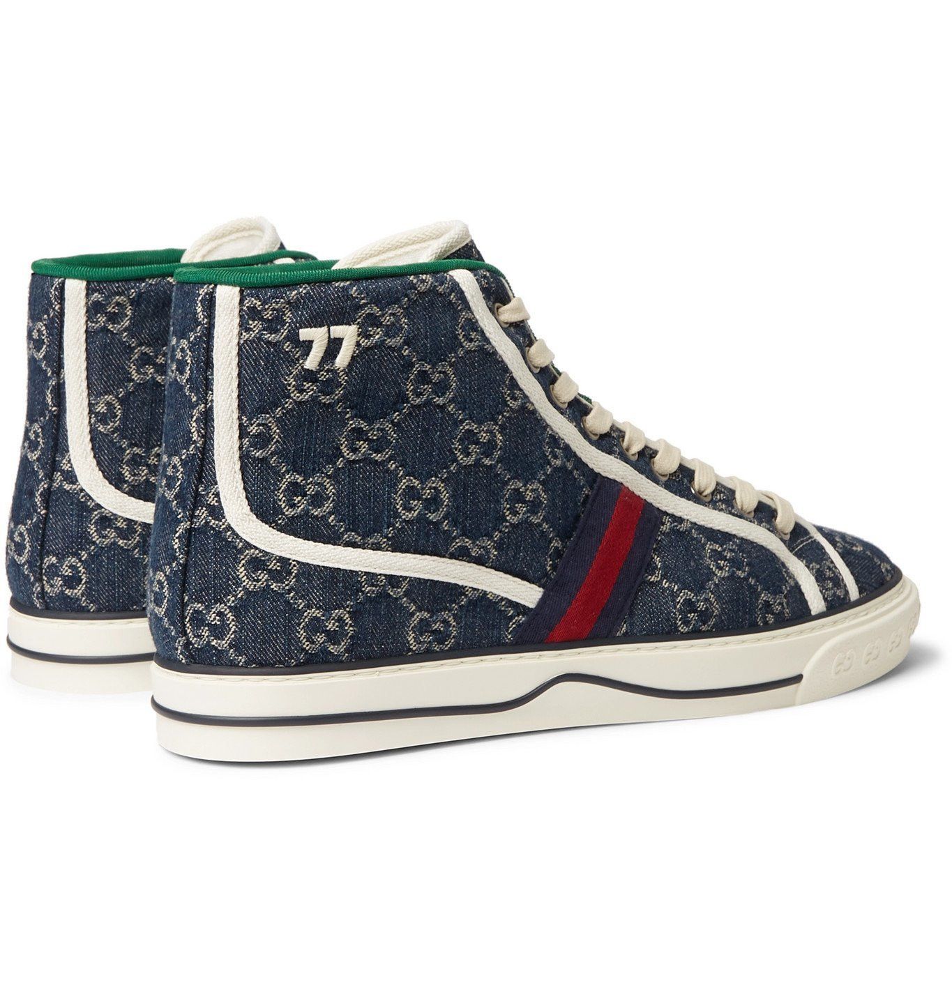 Tennis 1977 Webbing-Trimmed Monogrammed Denim Sneakers