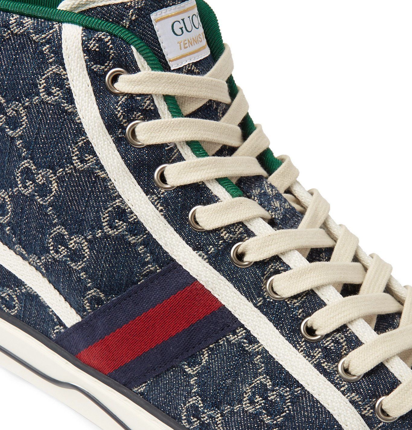 Tennis 1977 Webbing-Trimmed Monogrammed Denim Sneakers
