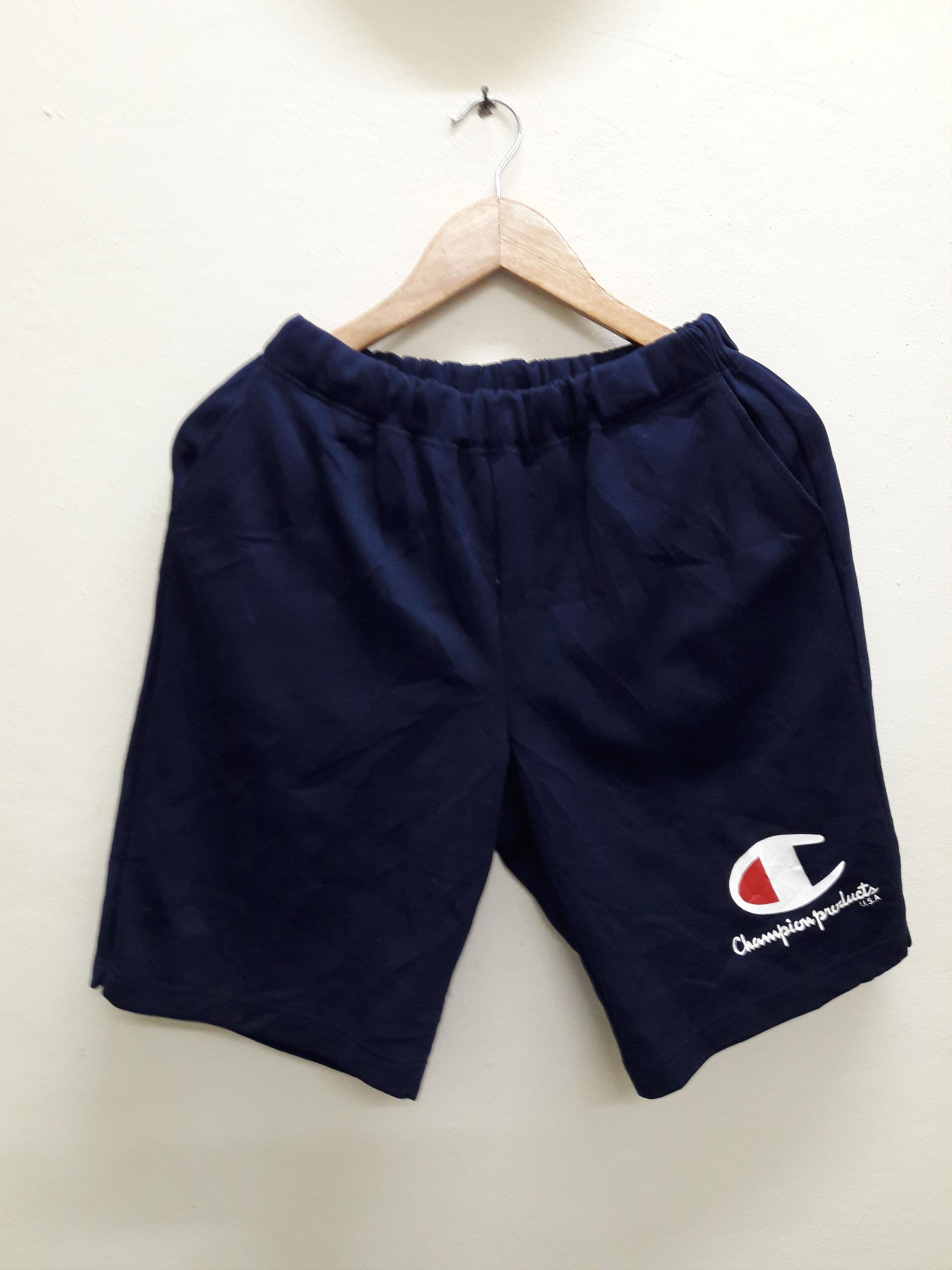 Champion Vintage Champion Products big logo Shorts Pants jogger track Sports Navy Blue Grailed