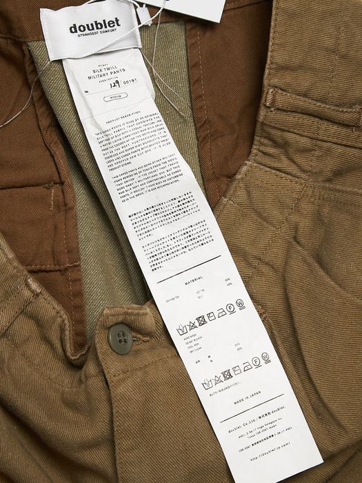 Doublet Khaki Silk Twill Military Cotton and Silk Pants | Grailed