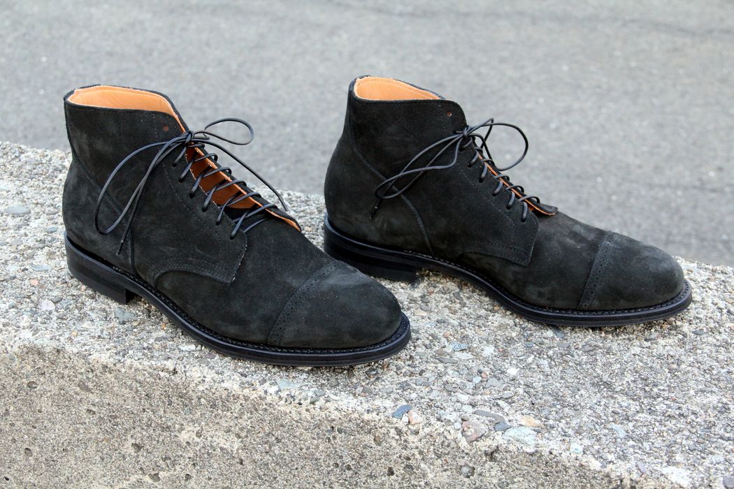 Viberg Black Suede GYW Captoe Boots | Grailed