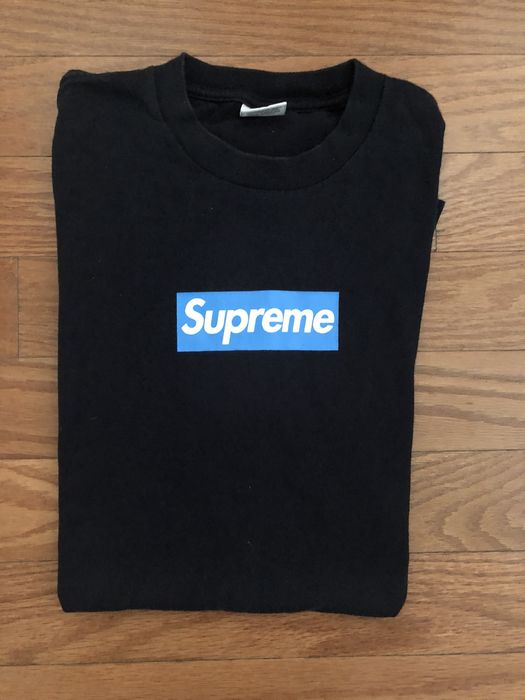 Supreme Supreme Light Blue On Navy Box Logo Tee | Grailed