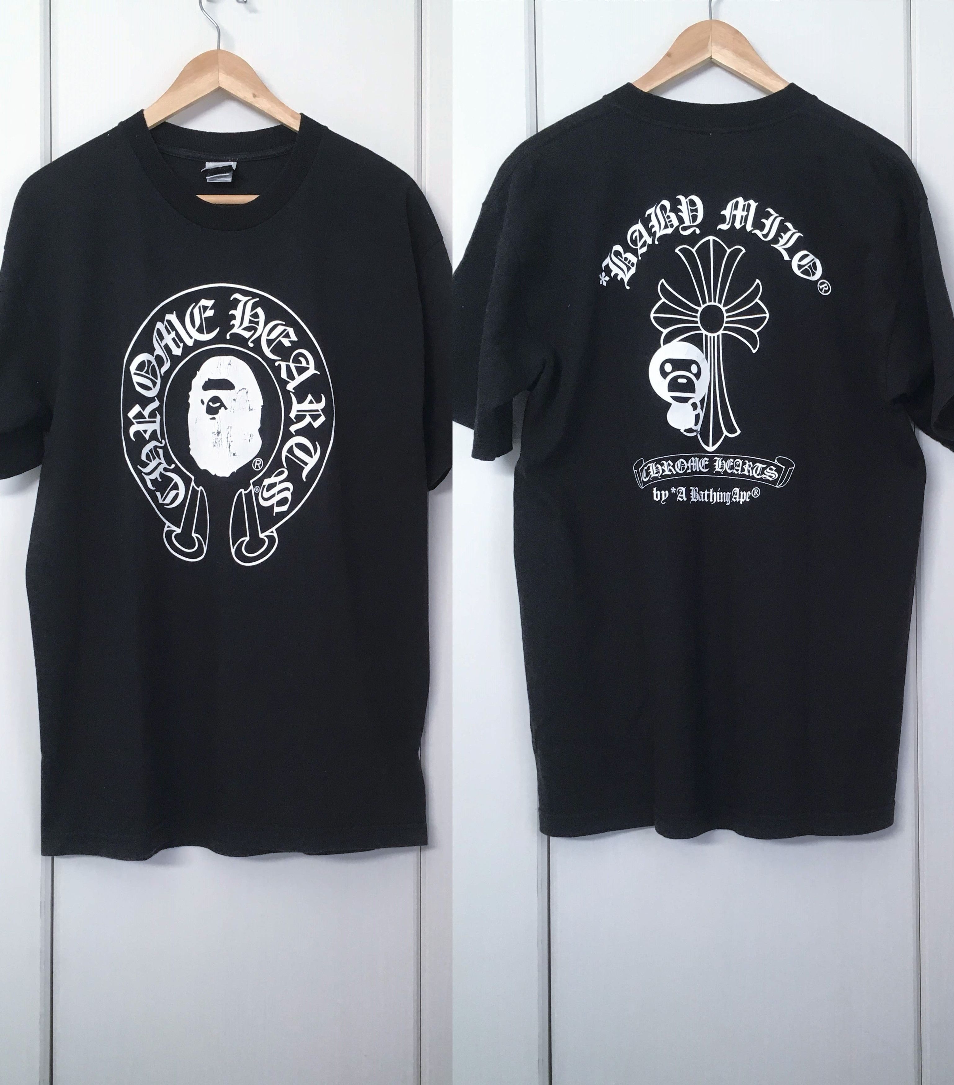 Bape BAPE × CHROME HEARTS - Big Head and Baby Milo Tee | Grailed