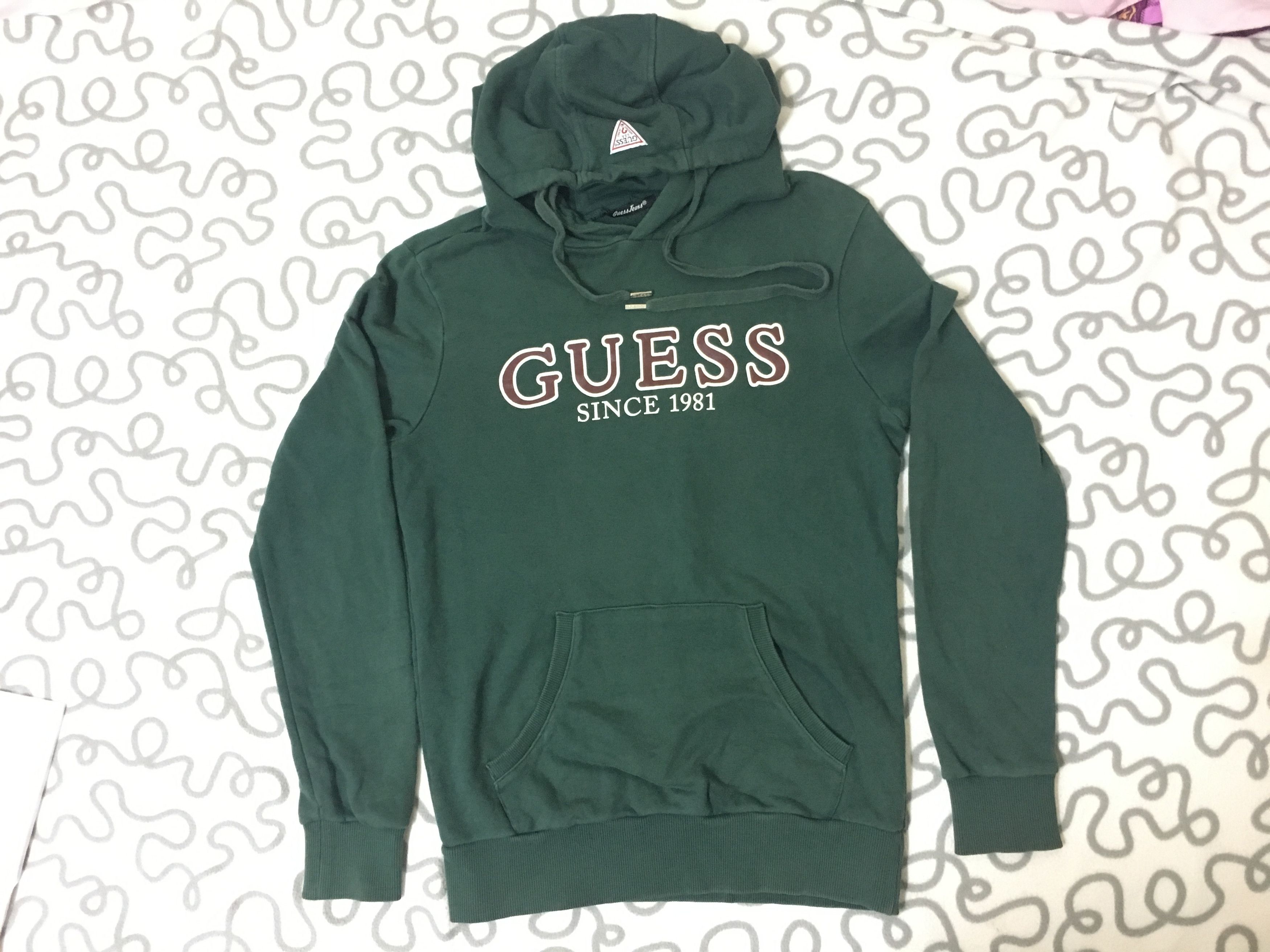 Guess green hoodie clearance