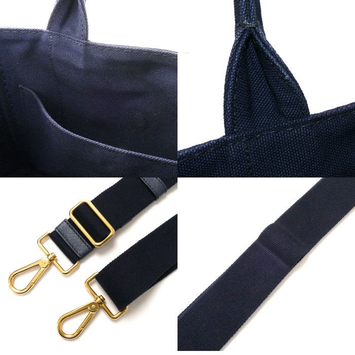 Prada Mini Canapa 2way Shoulder Bag Canvas Navy