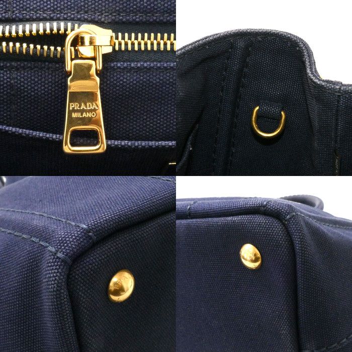 Prada Mini Canapa 2way Shoulder Bag Canvas Navy