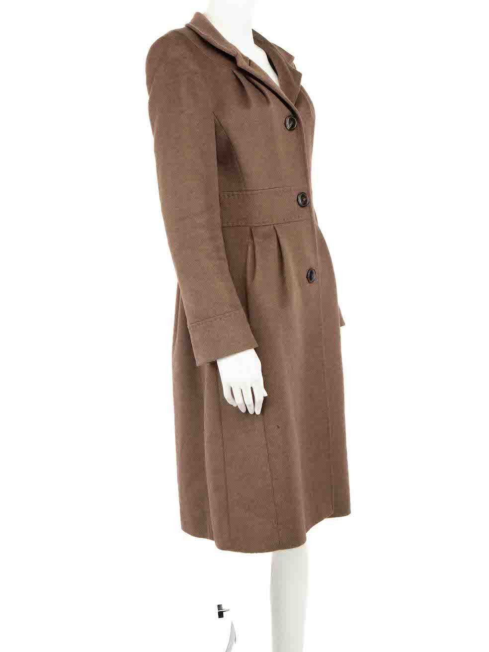 Brown Angora Wool Long Coat