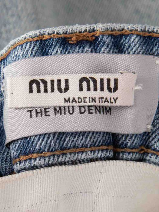 Miu Miu Blue Denim High Rise Paperbag Shorts