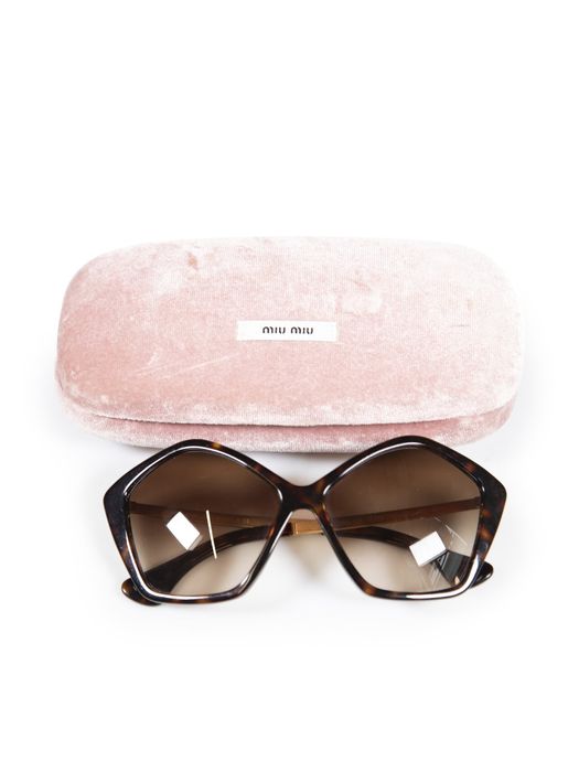 Miu Miu Brown Tortoiseshell Pentagon Frame Tinted Sunglasses Grailed