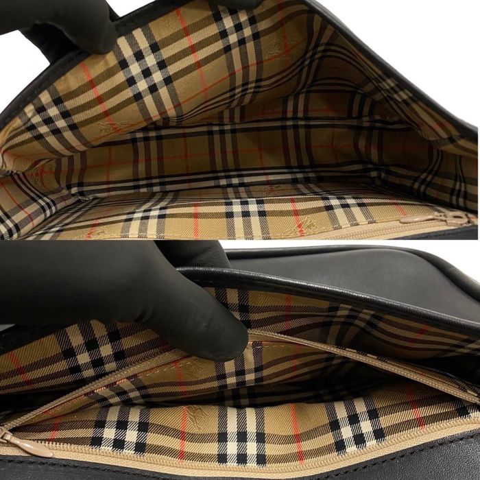 Burberry Burberrys Vintage Nova Check Logo Hardware Leather Genuine