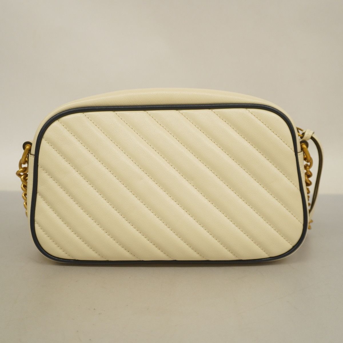 Gucci Shoulder Bag GG Marmont Leather Ivory Navy