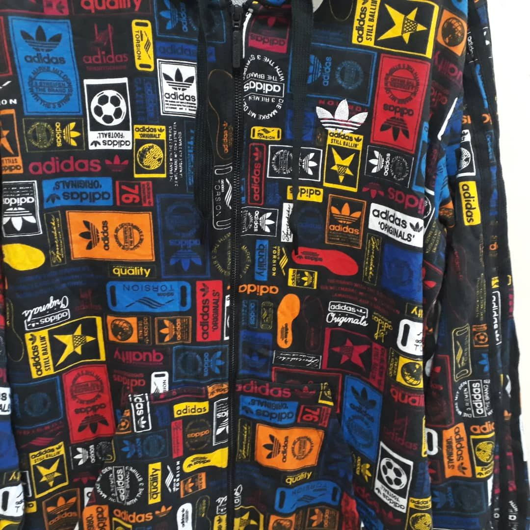 Outlets Adidas sweatshirt men zipper multicolor size medium