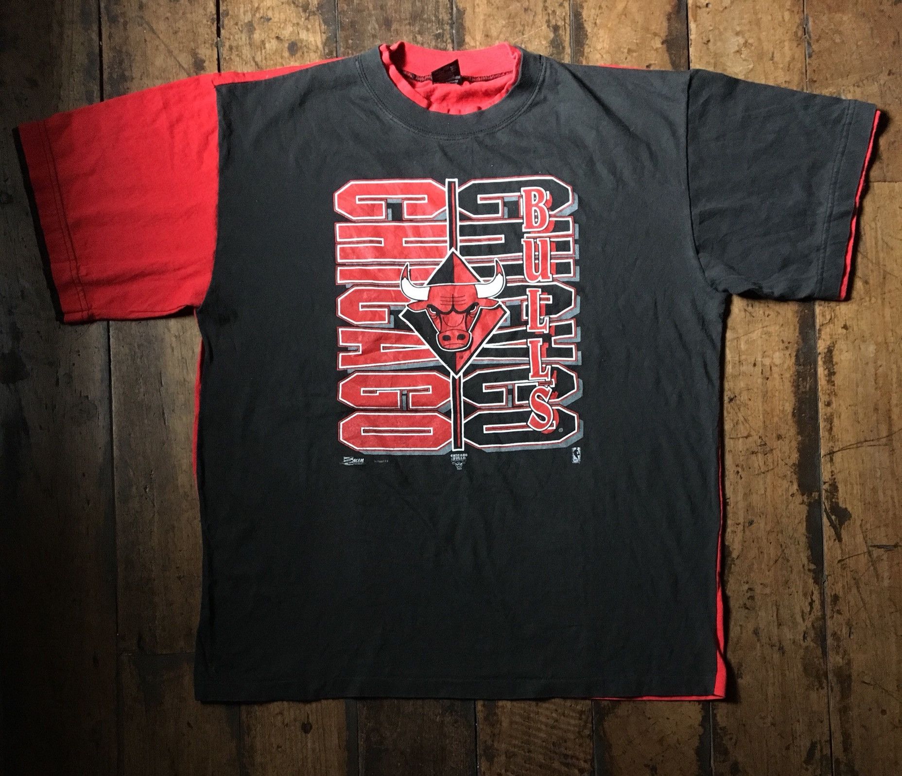 Early 90 Chicago Bulls Color Block T Shirt