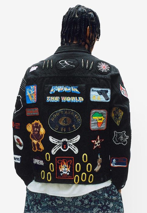 Supreme Patches Denim Trucker Jacket Black