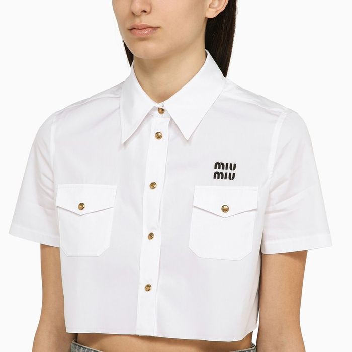 Miu Miu Logo Short in Albino