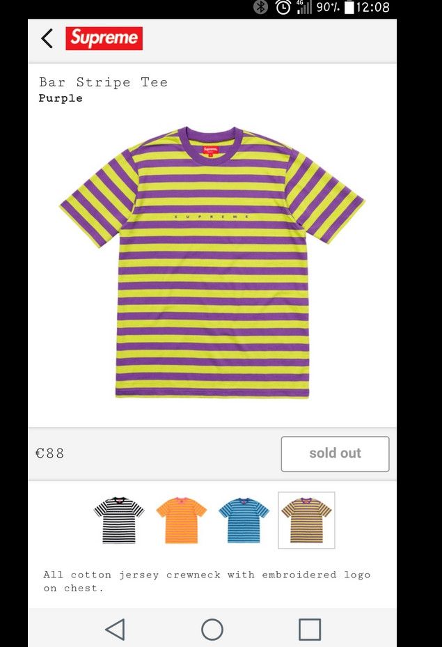 Supreme FW18 Logo Gradient Striped S/S Top Size L Large Purple deals T Shirt New