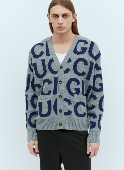 Gucci Logo Intarsia Wool Cardigan | Grailed