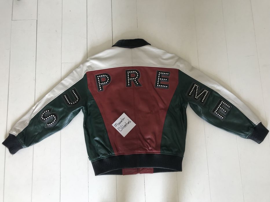 Supreme Studded Arc Logo Leather Jacket | Grailed