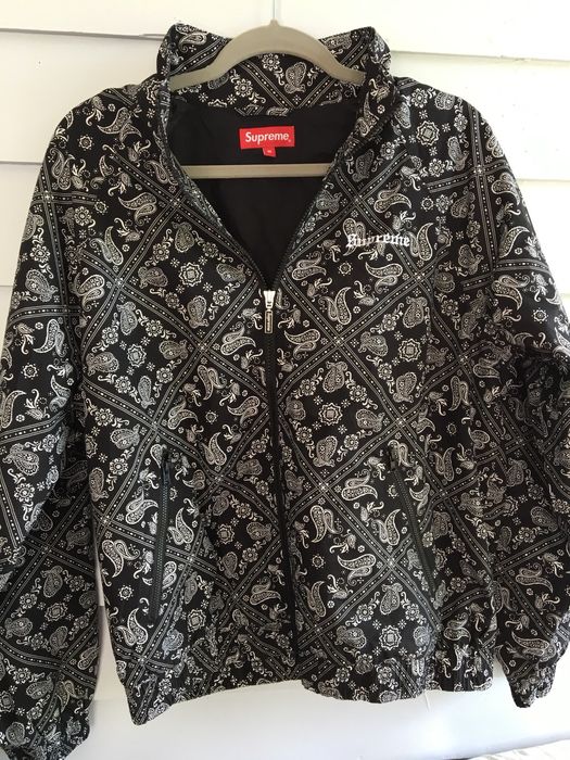 Supreme Bandana Track Jacket Black SS18 | Grailed