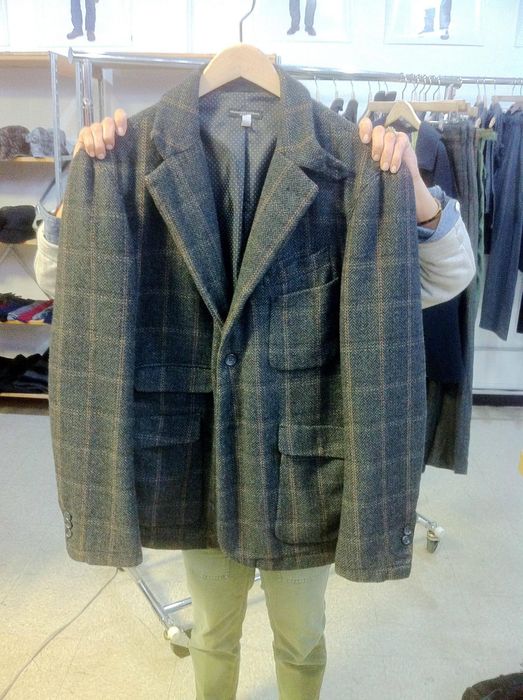 Engineered Garments LDT Jacket in Grey Windowpane Herringbone