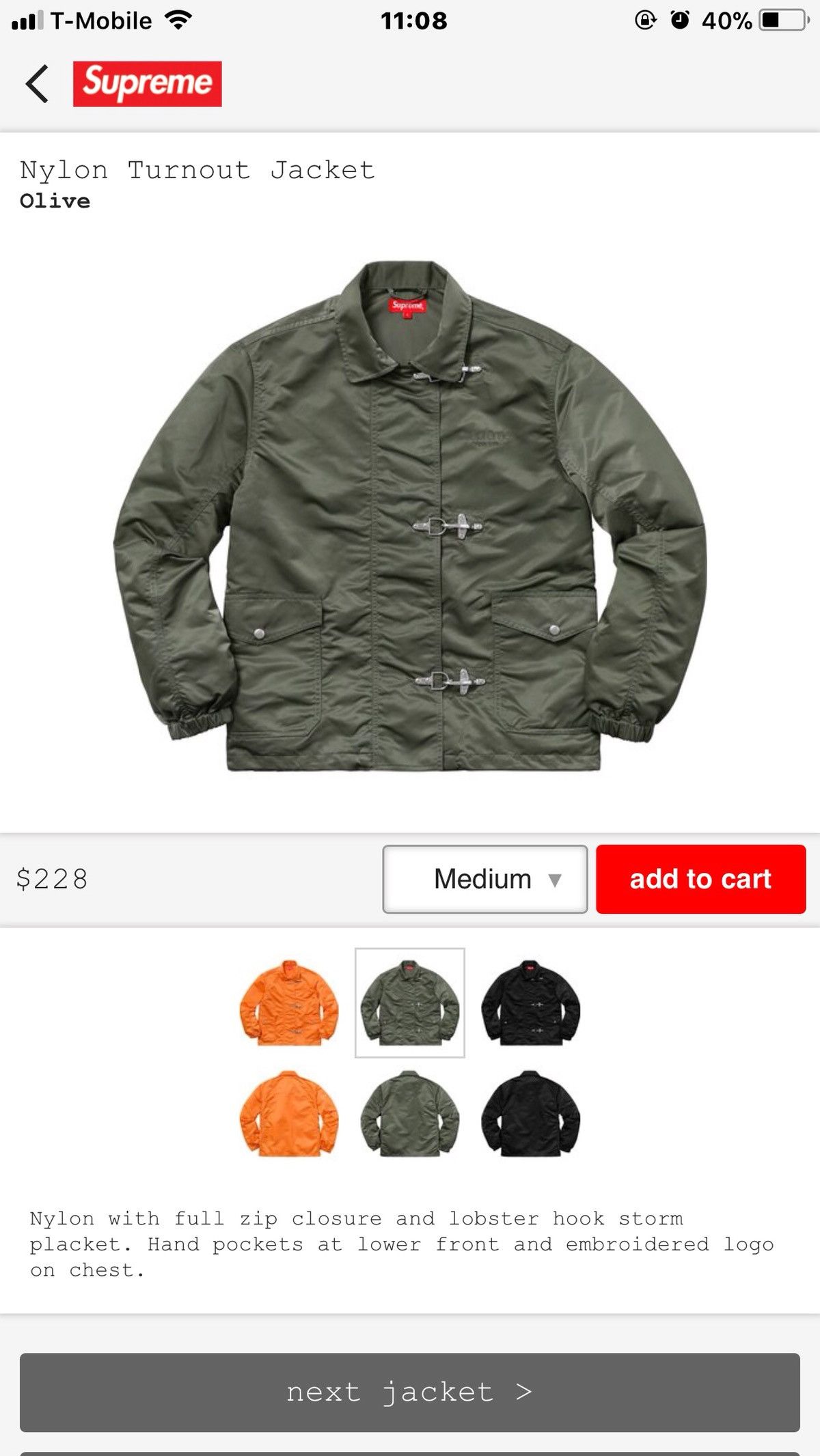 Supreme Nylon Turnout Jacket | Grailed