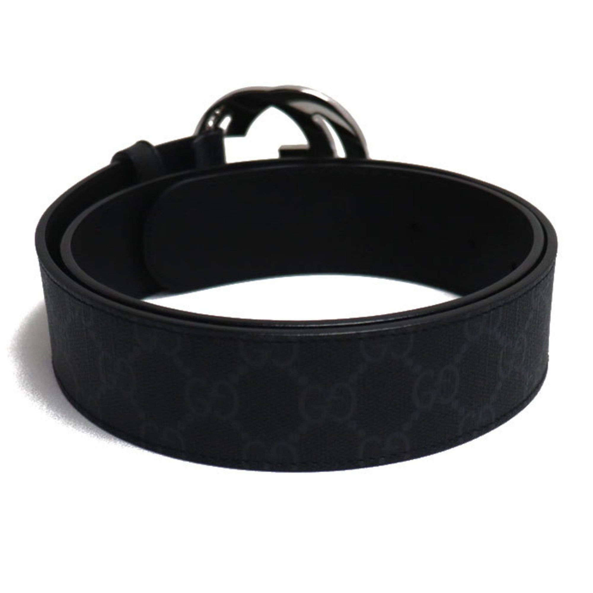 Gucci GUCCI Interlocking G Belt sima Black Gray 411924 KGDHX 