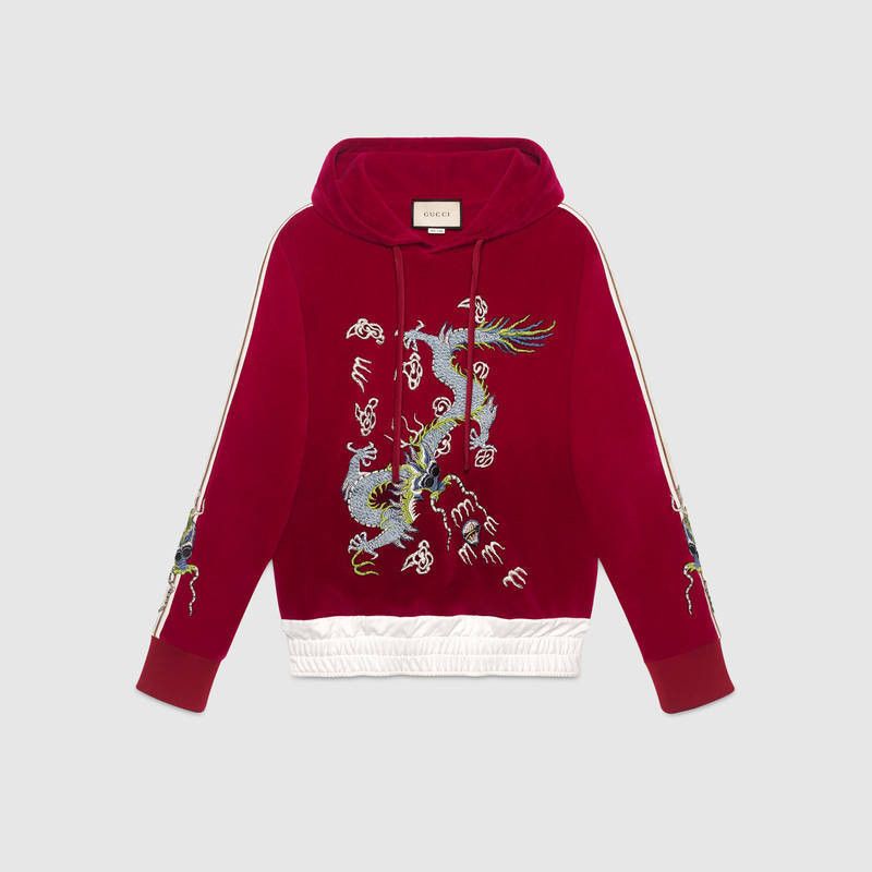 Gucci GUCCI Red Dragon Applique Hoodie Grailed