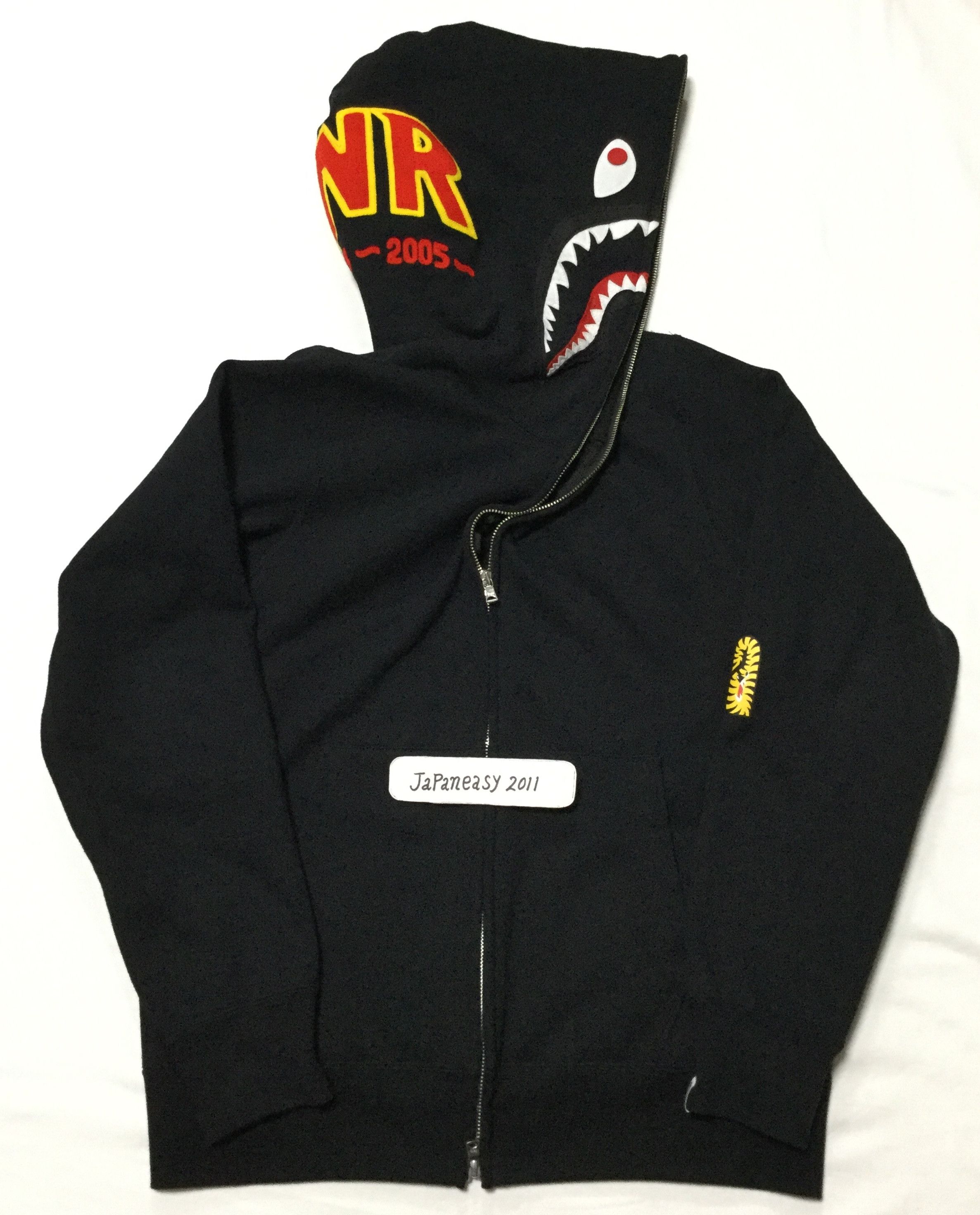 Bape BAPE PONR SHARK FULL ZIP HOODIE BLACK Grailed