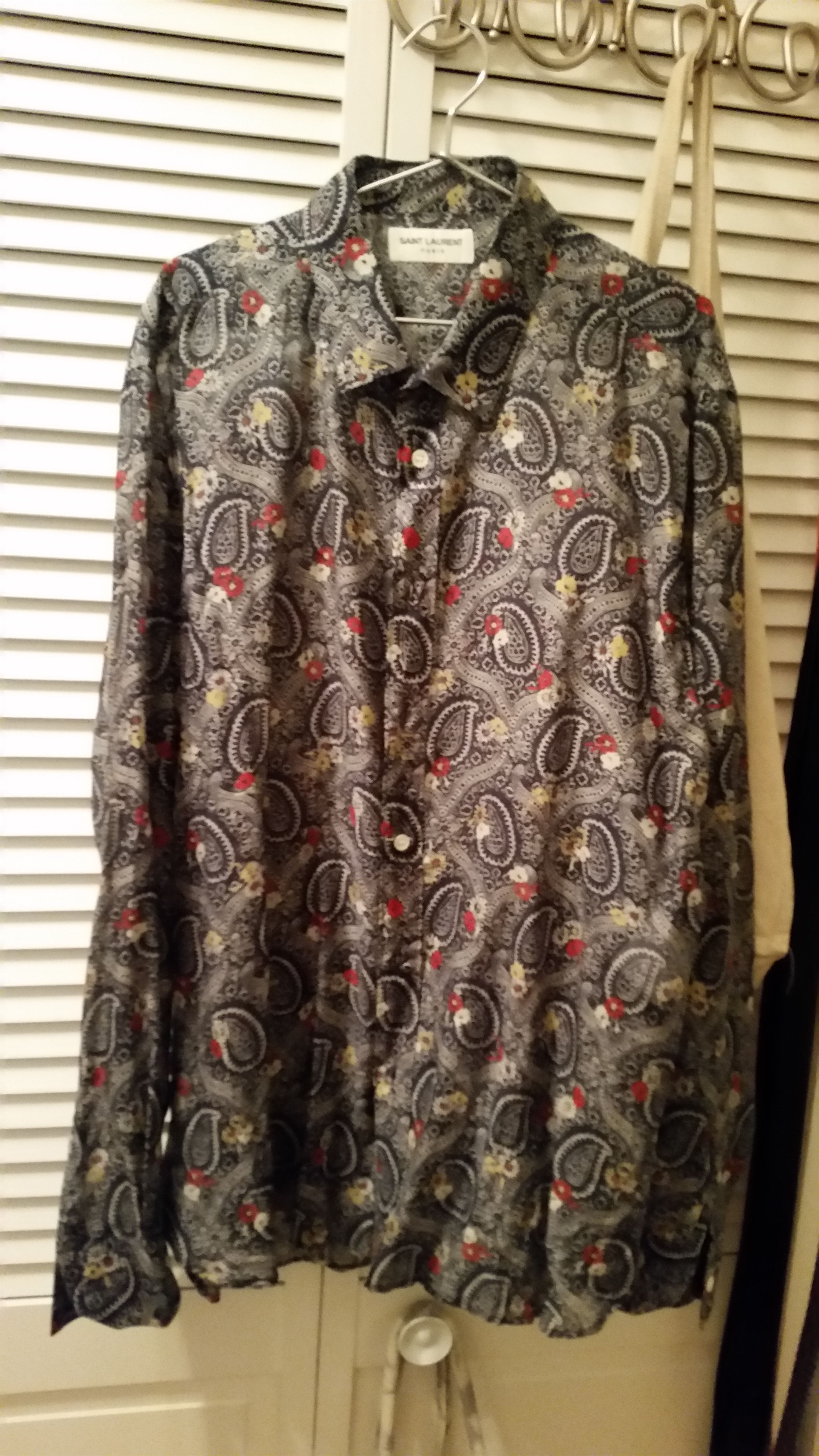 Saint Laurent Paris SS15 Paisley Print Silk Shirt Size US XL / EU 56 / 4 - 1 Thumbnail