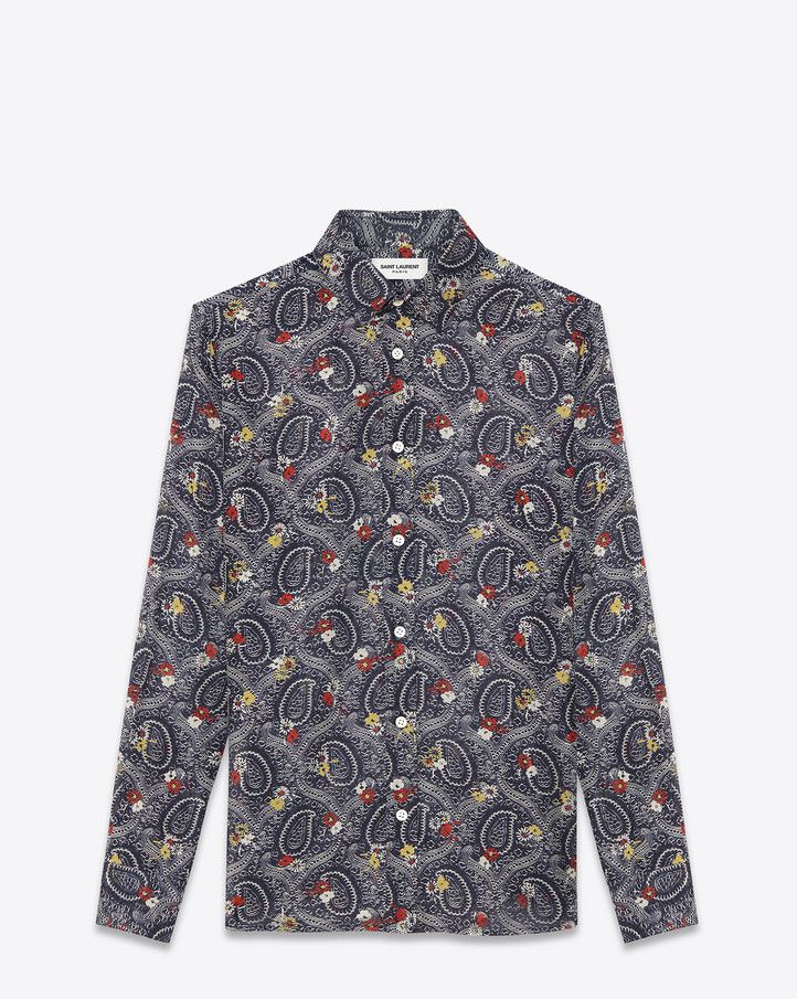 Saint Laurent Paris SS15 Paisley Print Silk Shirt Size US XL / EU 56 / 4 - 5 Thumbnail