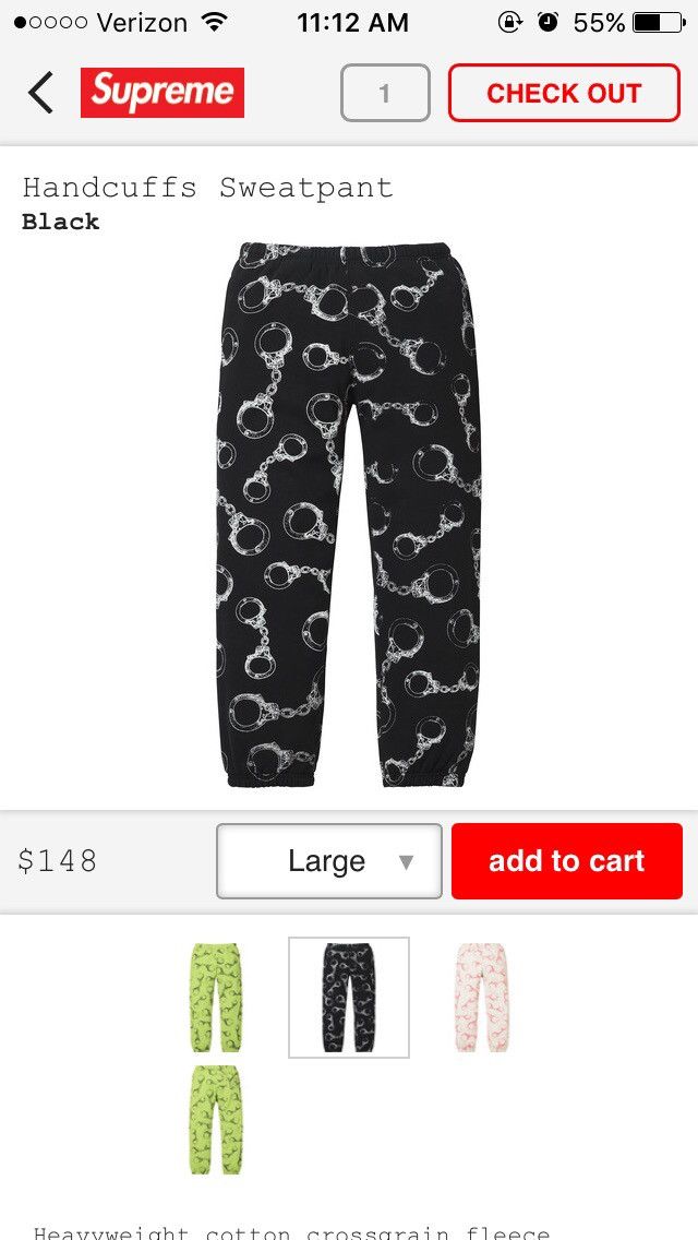 Supreme handcuff sweatpants on sale