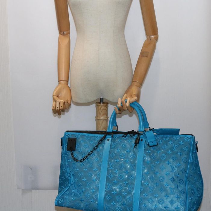 Louis Vuitton Keepall Triangle Monogram Mesh 50 Turquoise in Mesh