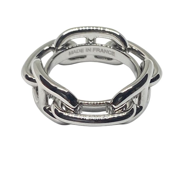 [Hermes] Hermes Chaine d'Ancre Lugate Metal Chain Scarf Ring Silver [Used] [Authenticated and Guaranteed Authentic] 213335