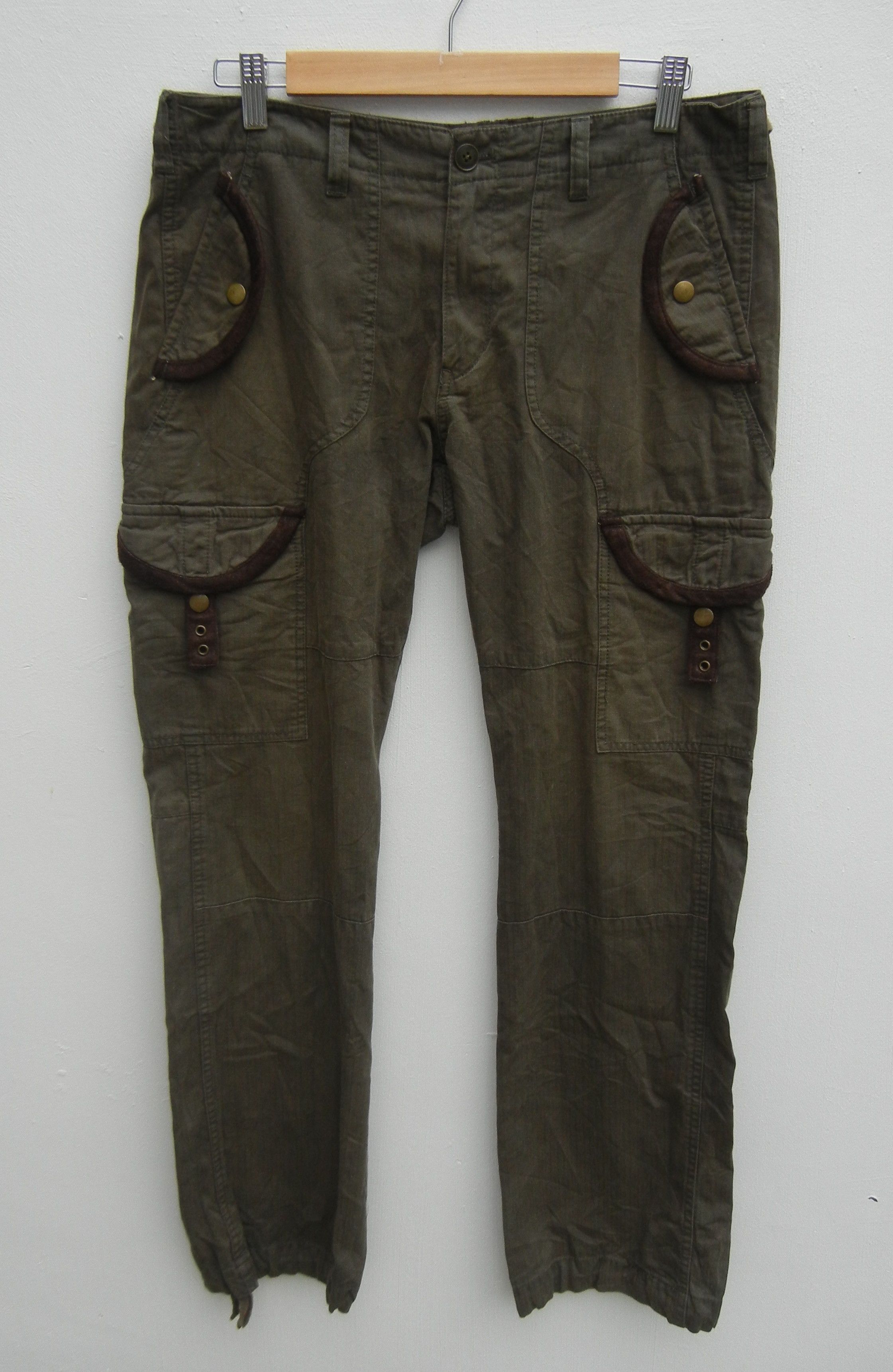 Japanese Brand Takeo Kikuchi Transcript Military Button Cargo Drawstring Pants Size 34