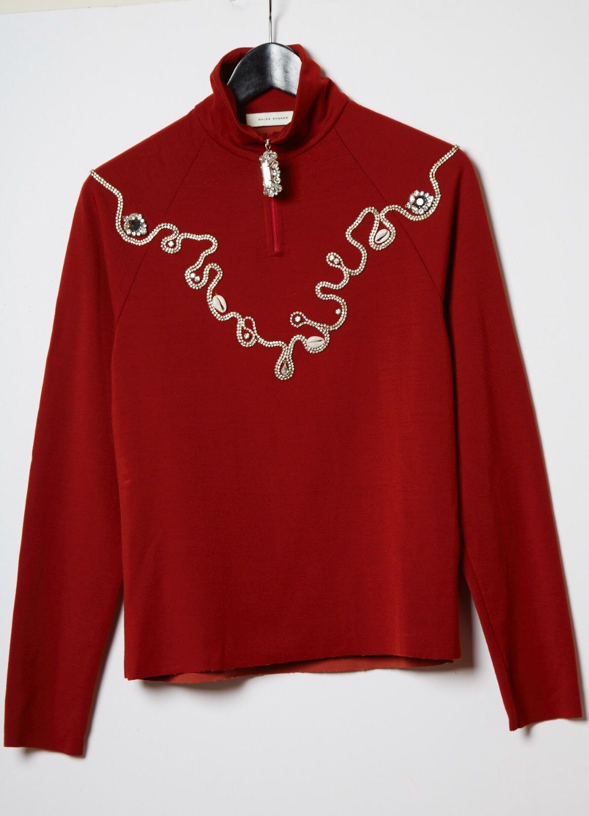 Pre-owned Wales Bonner Embellished Wool-blend Top In Red