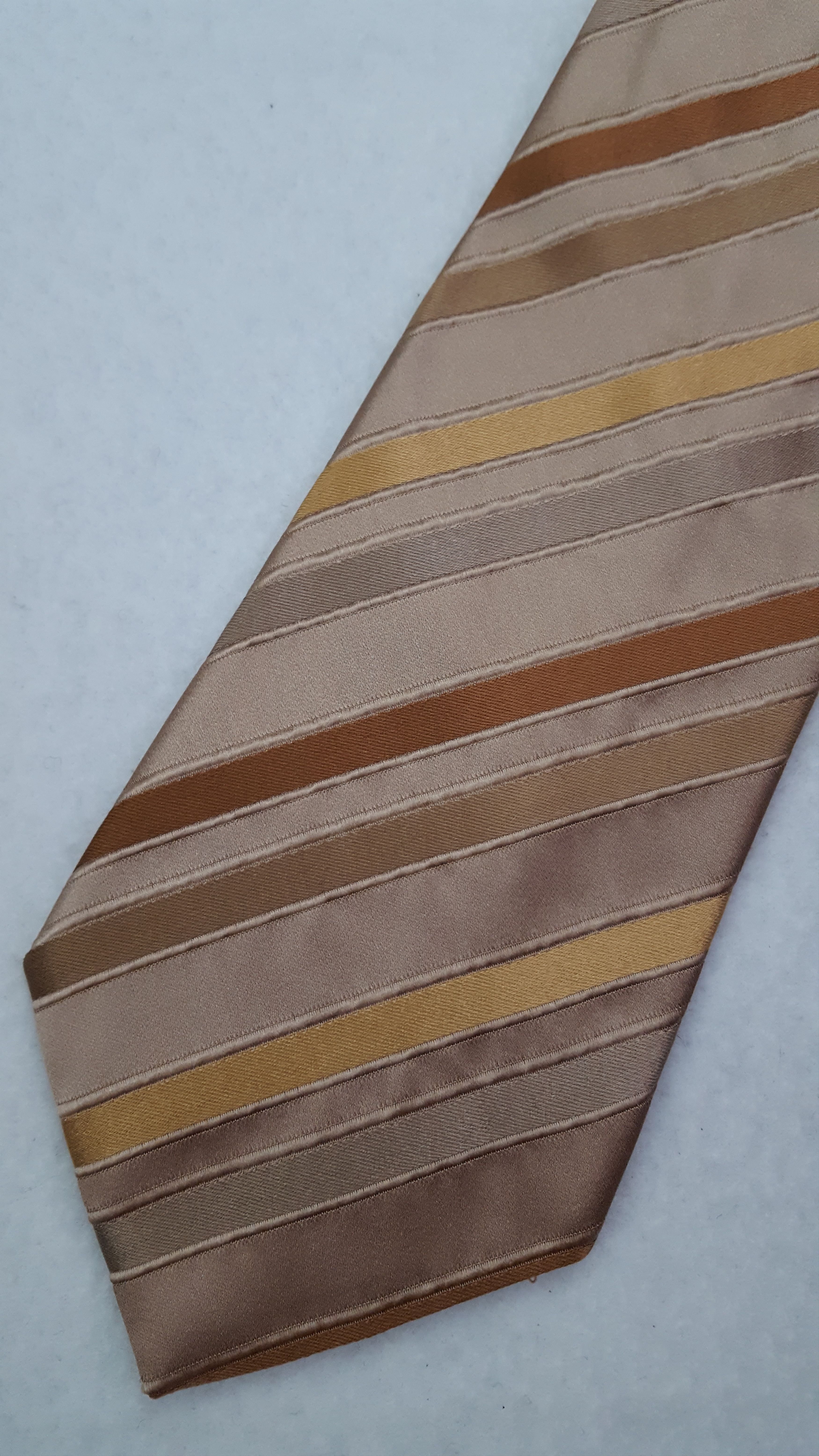 Bugatchi Bugatchi Uomo Tie Brown Beige Striped New Silk Mens Necktie ...