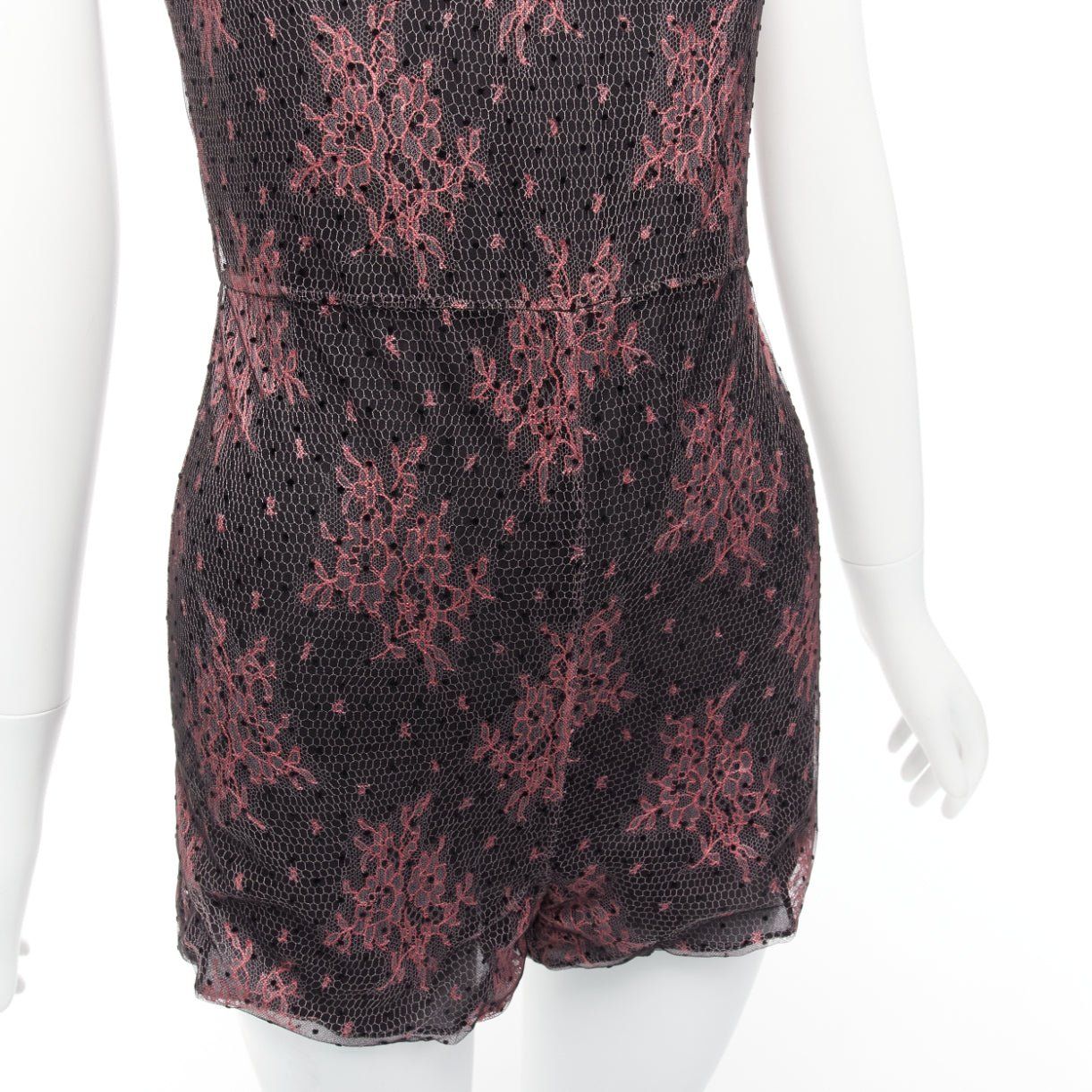 Dior CHRISTIAN DIOR black pink intricate lace overlay playsuit romper FR34 XS Size 26" / US 2 / IT 38 - 7 Thumbnail