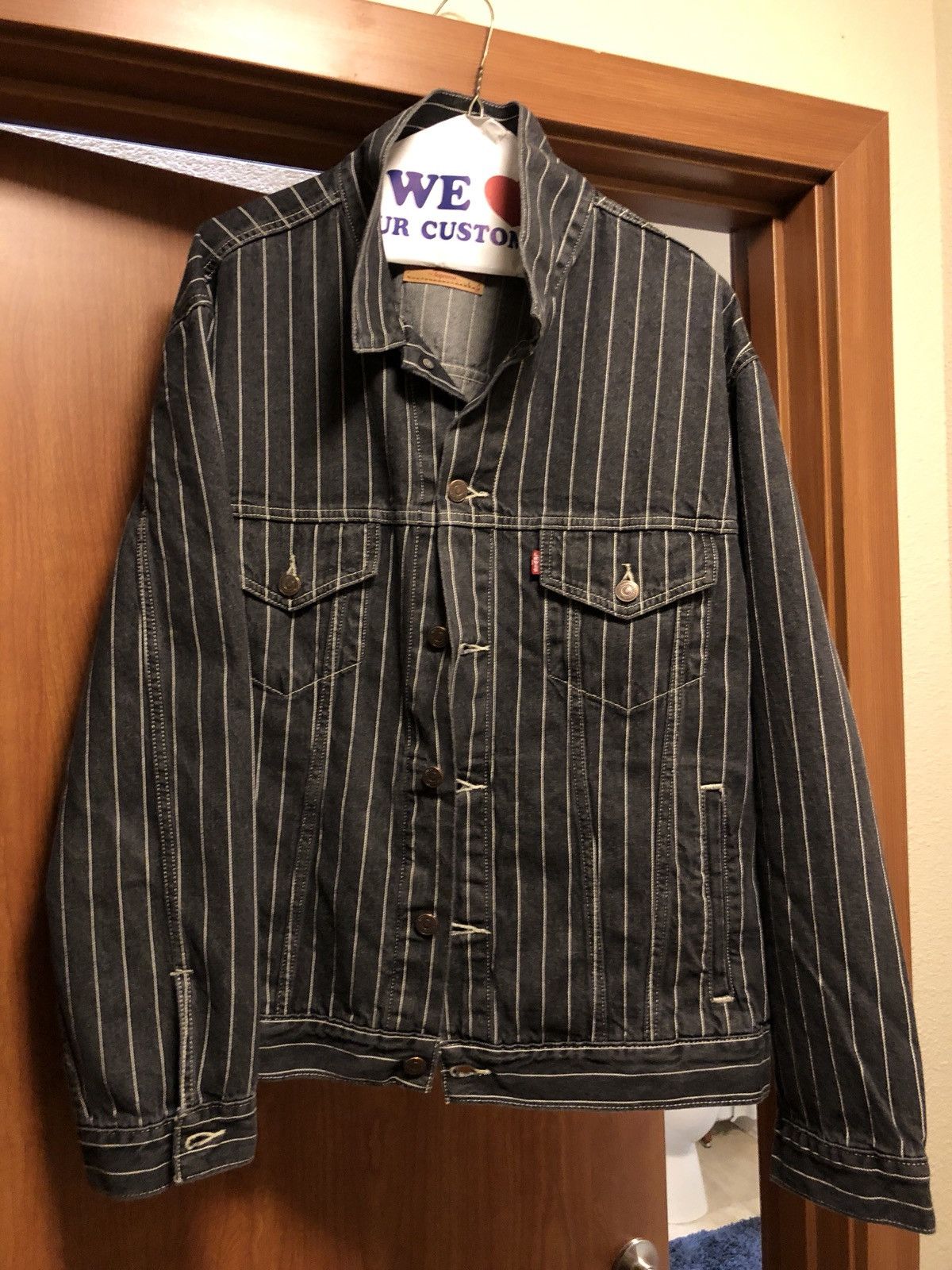 Supreme Levis Pinstripe Trucker Jacket L-