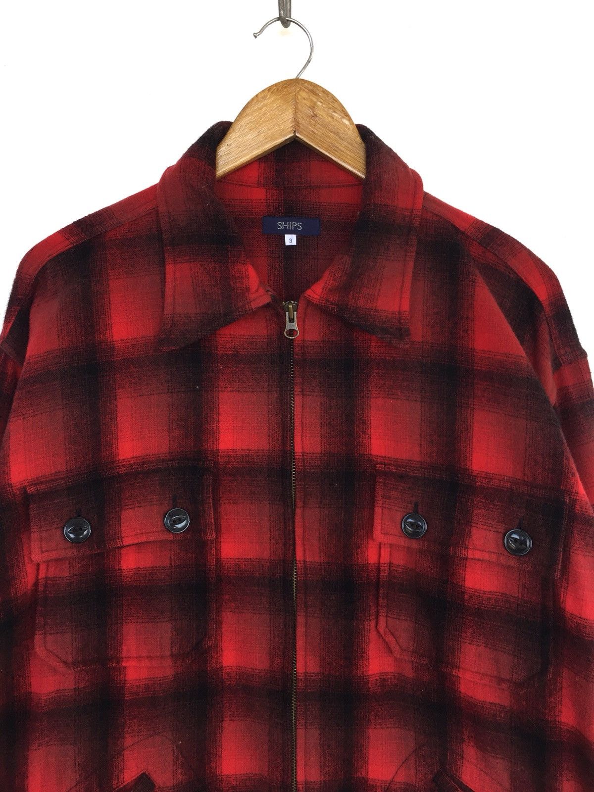 SHIPS Bondage Tartan Tactical Wool Blend Oversized Zipper Jacket Size US L / EU 52-54 / 3 - 2 Thumbnail
