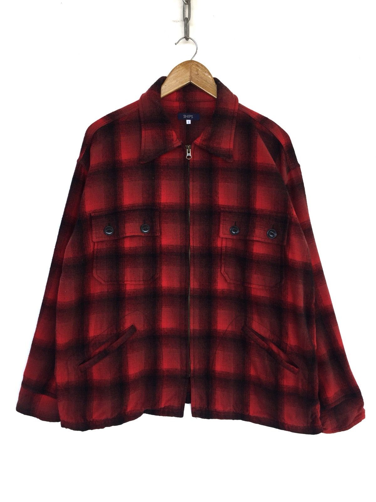 Bondage Tartan Tactical Wool Blend Oversized Zipper Jacket