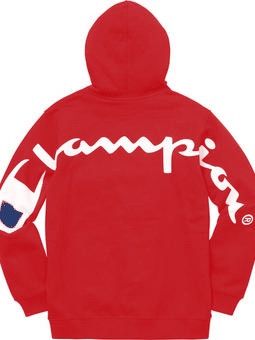 Red champion supreme hoodie store