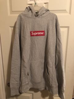 Supreme box logo hoodie red on grey S