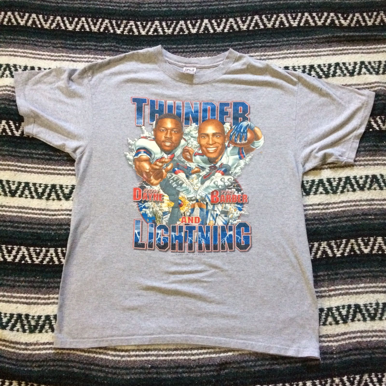 Vintage New York Giants Tiki Barber And Ron Dayne Thunder And Lightning  Graphic T-Shirt XL NY NFL Football